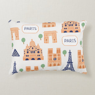 Naadloos patroon met Parisiaanse mijlpalen Accent Kussen