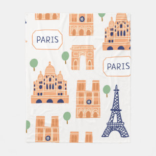 Naadloos patroon met Parisiaanse mijlpalen Fleece Deken