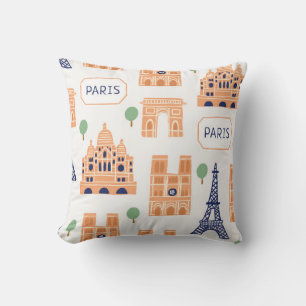 Naadloos patroon met Parisiaanse mijlpalen Kussen