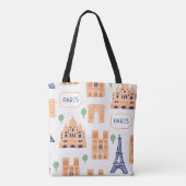 Naadloos patroon met Parisiaanse mijlpalen Tote Bag (Achterkant)