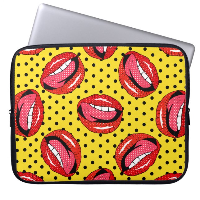 Naadloos patroon met patchbadjes voor cartoon met  laptop sleeve (Voorkant)