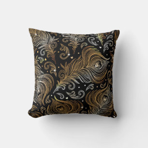 Naadloos patroon met paukveren. Freehand Kussen