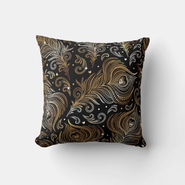 Naadloos patroon met paukveren. Freehand Kussen (Voorkant)