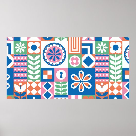 naadloos patroon met pompoenen, handgetekend in re poster (Voorkant)