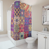 Naadloos patroon met portugese tegels in talavera douchegordijn (In situ)