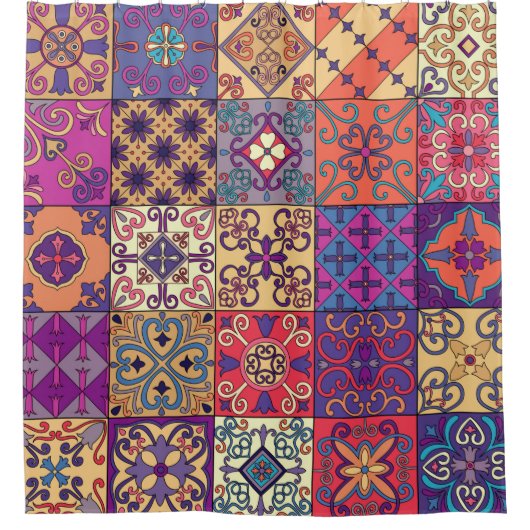 Naadloos patroon met portugese tegels in talavera douchegordijn (Voorkant)