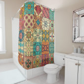 Naadloos patroon met portugese tegels in talavera douchegordijn (In situ)