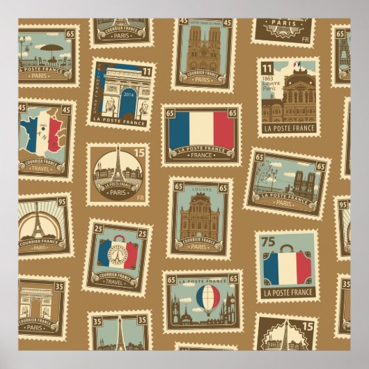 naadloos patroon met postzegels op het thema van poster (Voorkant)