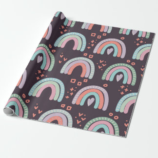  naadloos patroon met regenbogen en regendruppels cadeaupapier
