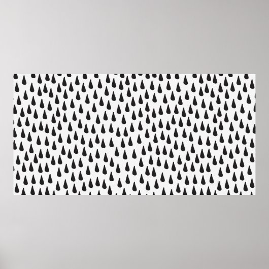 Naadloos patroon met regendruppels in het zwart op poster (Voorkant)