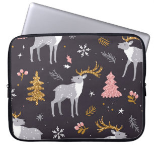 naadloos patroon met rendierbomen, vezelbomen en s laptop sleeve