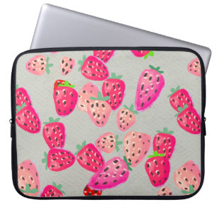 Naadloos patroon met rijpe aardbei. Handtekening Laptop Sleeve