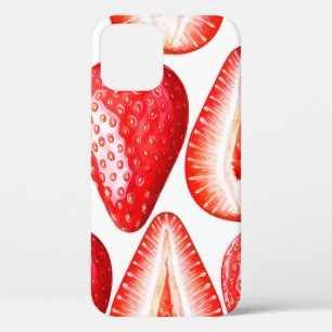 Naadloos patroon met rijpe aardbeien op wit b Case-Mate iPhone case