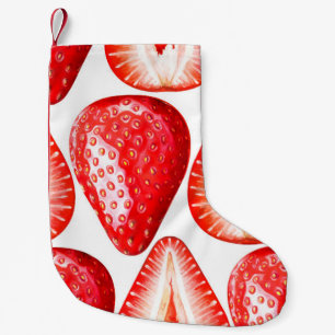 Naadloos patroon met rijpe aardbeien op wit b kleine kerstsok
