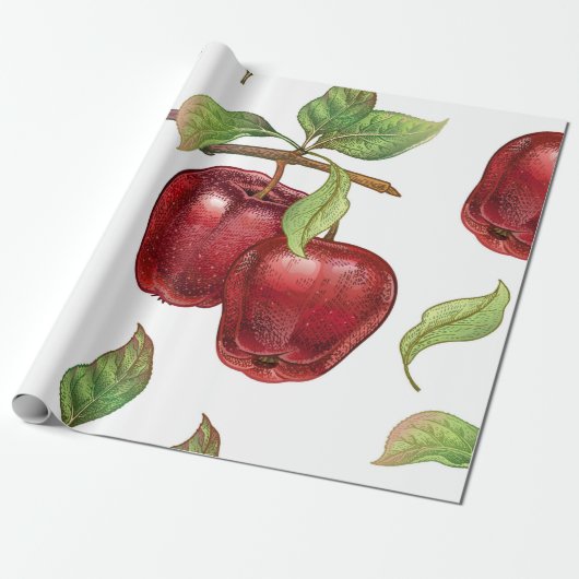 Naadloos patroon met rode appels. Realistisch vint Cadeaupapier (Uitgerold)