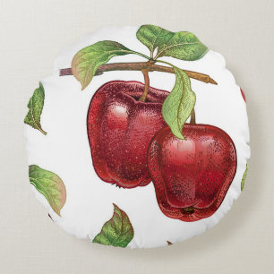 Naadloos patroon met rode appels. Realistisch vint Rond Kussen