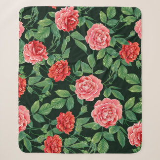 Naadloos patroon met rode rozenbloemen. gekleurd i sherpa deken
