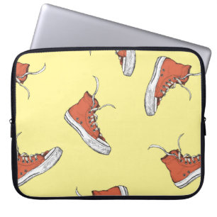 Naadloos patroon met rode sneakers, hand dr laptop sleeve