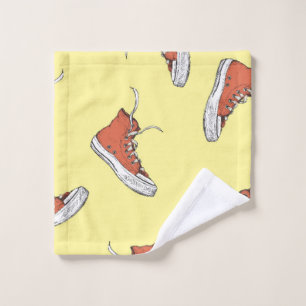 Naadloos patroon met rode sneakers, hand dr washandje