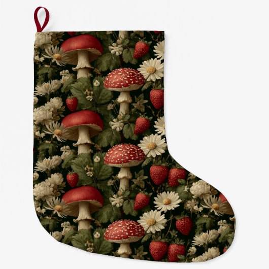 Naadloos patroon met rode vliegenzwam en bloemen grote kerstsok (Voorkant)