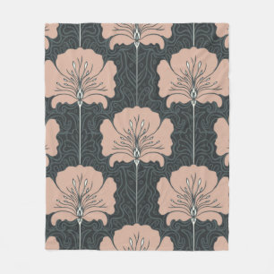 naadloos patroon met roze bloemen. Art. Fleece Deken