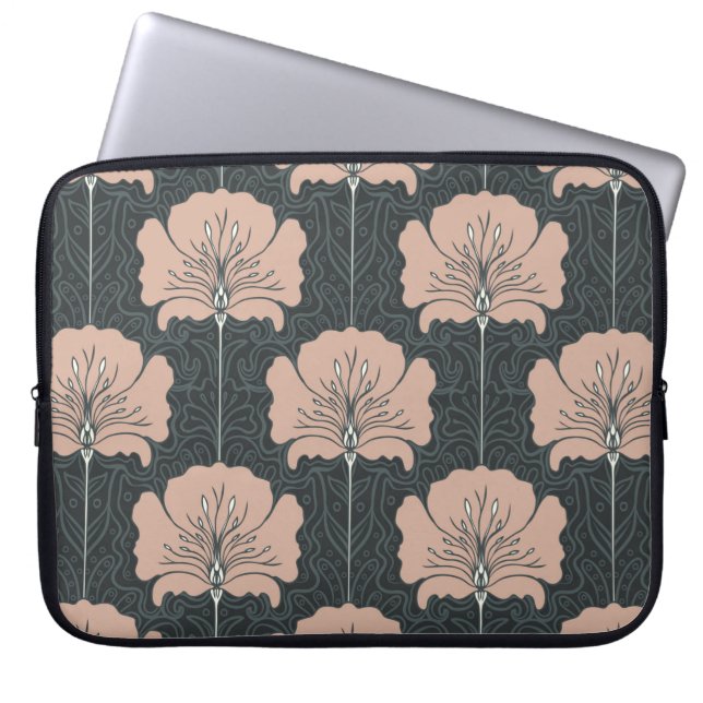  naadloos patroon met roze bloemen. Art. Laptop Sleeve (Voorkant)