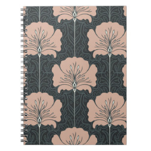  naadloos patroon met roze bloemen. Art. Notitieboek