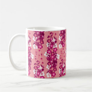 Naadloos patroon met roze bloesem-rozen koffiemok