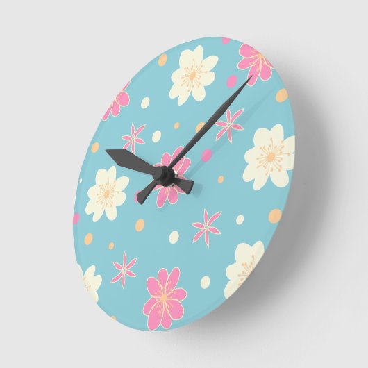 Naadloos patroon met roze en witte bloemen ronde klok (Hoek)