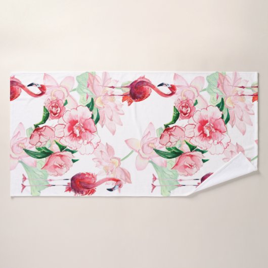 Naadloos patroon met roze flamingo badhanddoek (Badhanddoek)