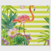 naadloos patroon met roze flamingo en exotische tr cadeaupapier (Vlak)
