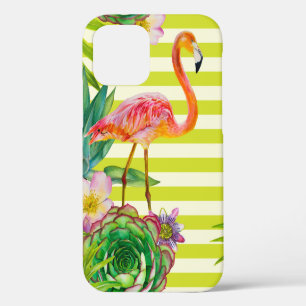naadloos patroon met roze flamingo en exotische tr iPhone 12 hoesje