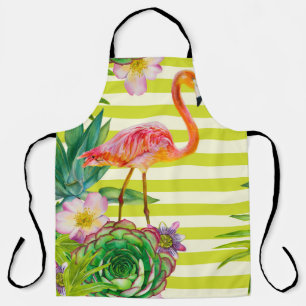 naadloos patroon met roze flamingo en exotische tr schort