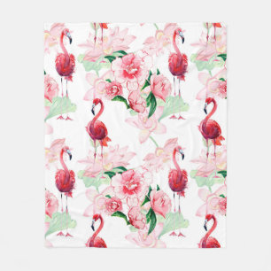 Naadloos patroon met roze flamingo fleece deken