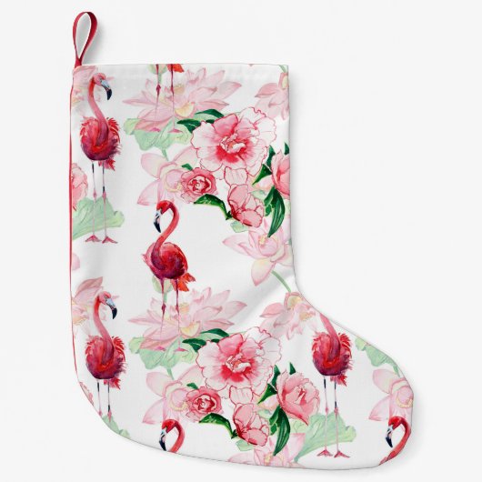 Naadloos patroon met roze flamingo kleine kerstsok (Voorkant)