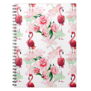 Naadloos patroon met roze flamingo notitieboek