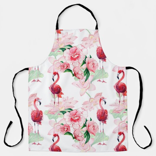Naadloos patroon met roze flamingo schort (Voorkant)
