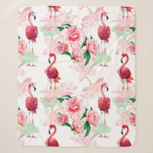 Naadloos patroon met roze flamingo sherpa deken