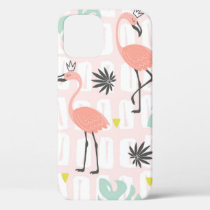 Naadloos patroon met roze flamingos en palmlev Case-Mate iPhone case