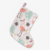 Naadloos patroon met roze flamingos en palmlev kleine kerstsok (Voorkant (Hangend))