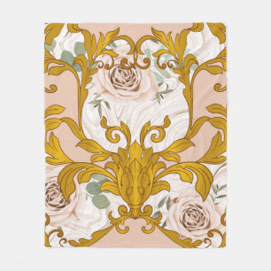 Naadloos patroon met rozen en barokgolden ele ele fleece deken