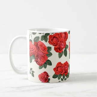 Naadloos  patroon met rozen koffiemok