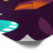 Naadloos patroon met ruimtevlinder, kristallen, h poster (Hoek)