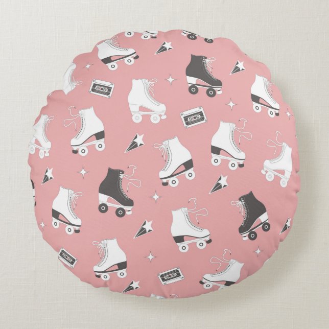 naadloos patroon met schaatsen voor rollen en cass rond kussen (Voorkant)