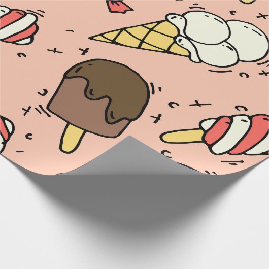 Naadloos patroon met schattig ijs en lolly's cadeaupapier (Hoek)