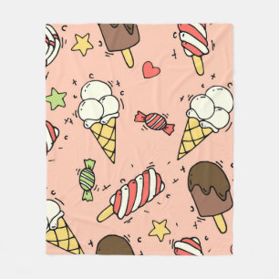 Naadloos patroon met schattig ijs en lolly's fleece deken