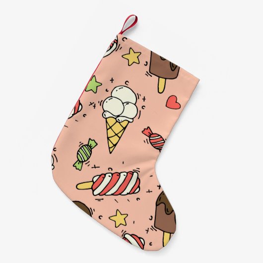 Naadloos patroon met schattig ijs en lolly's kleine kerstsok (Voorkant (Hangend))