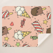 Naadloos patroon met schattig ijs en lolly's sherpa deken (Voorkant (horizontaal))