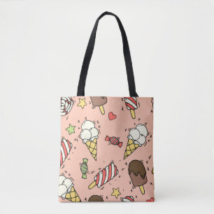 Naadloos patroon met schattig ijs en lolly's tote bag