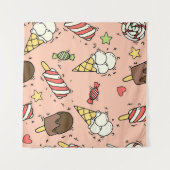 Naadloos patroon met schattig ijs en lolly's wandkleed (Voorkant (horizontaal))